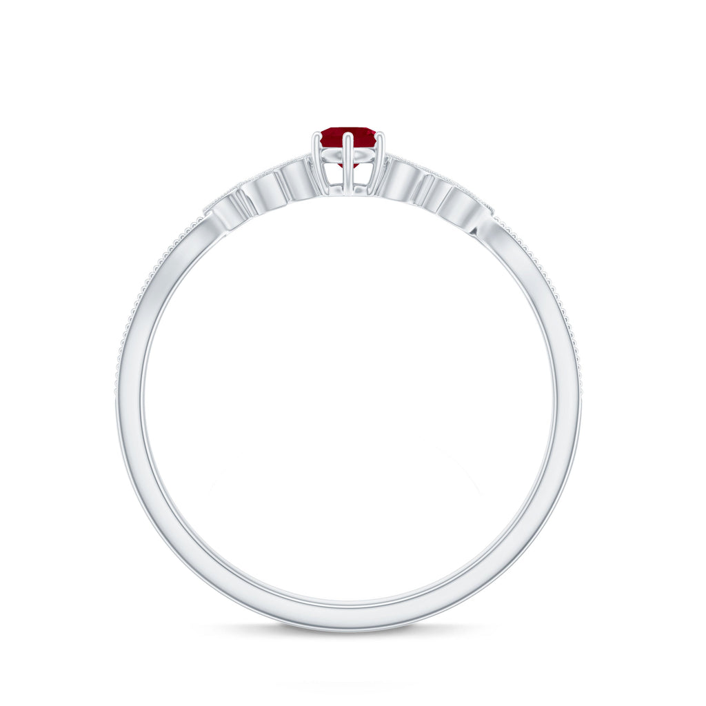 Nature Inspired Ruby Proposal Ring with Diamond