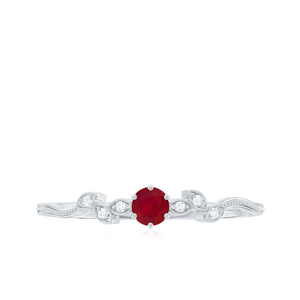 Nature Inspired Ruby Proposal Ring with Diamond