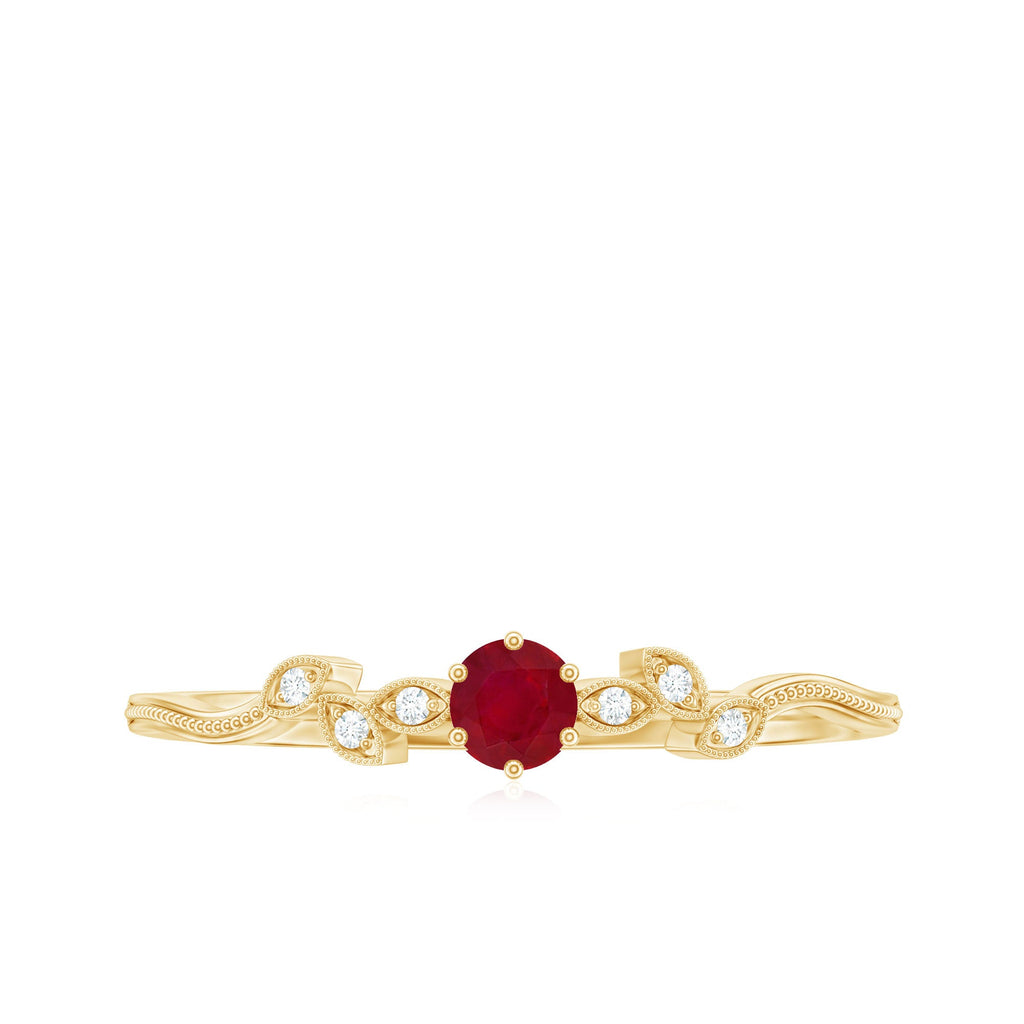 Nature Inspired Ruby Proposal Ring with Diamond