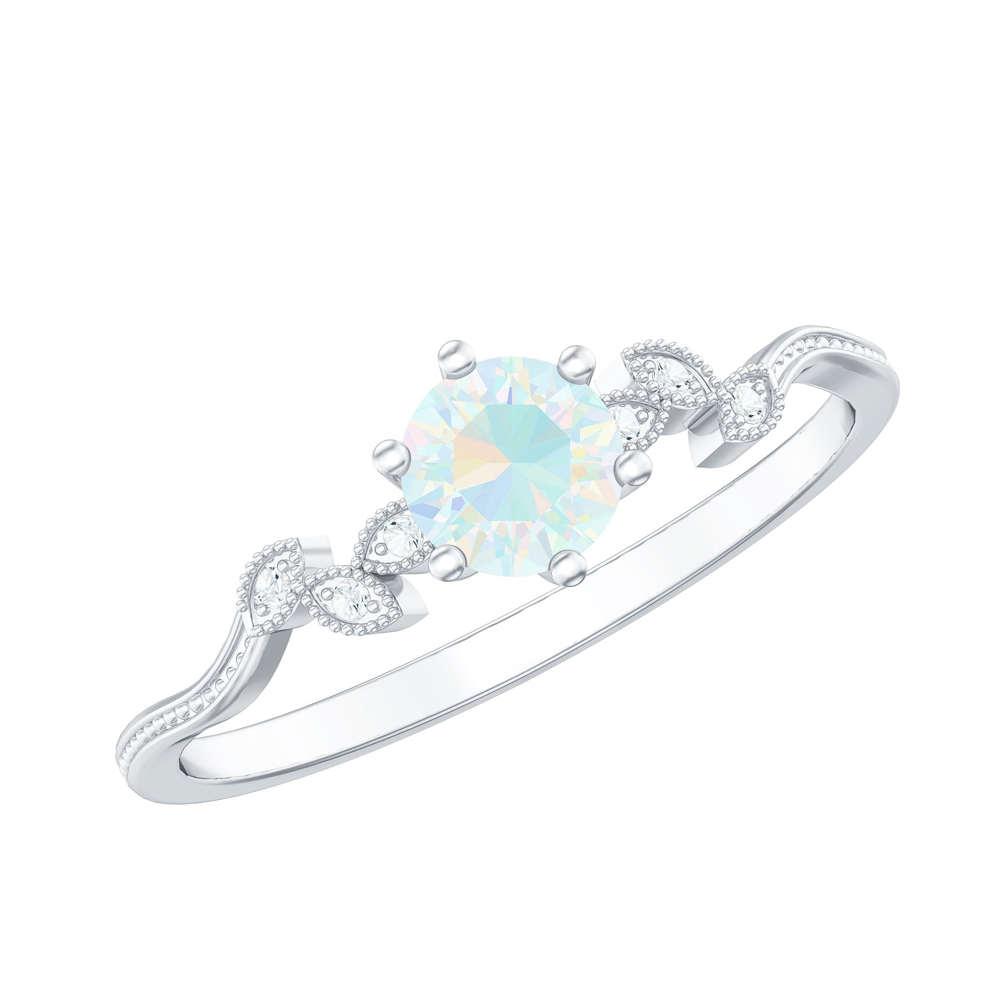 Nature Inspired Ethiopian Opal Promise Ring with Diamond