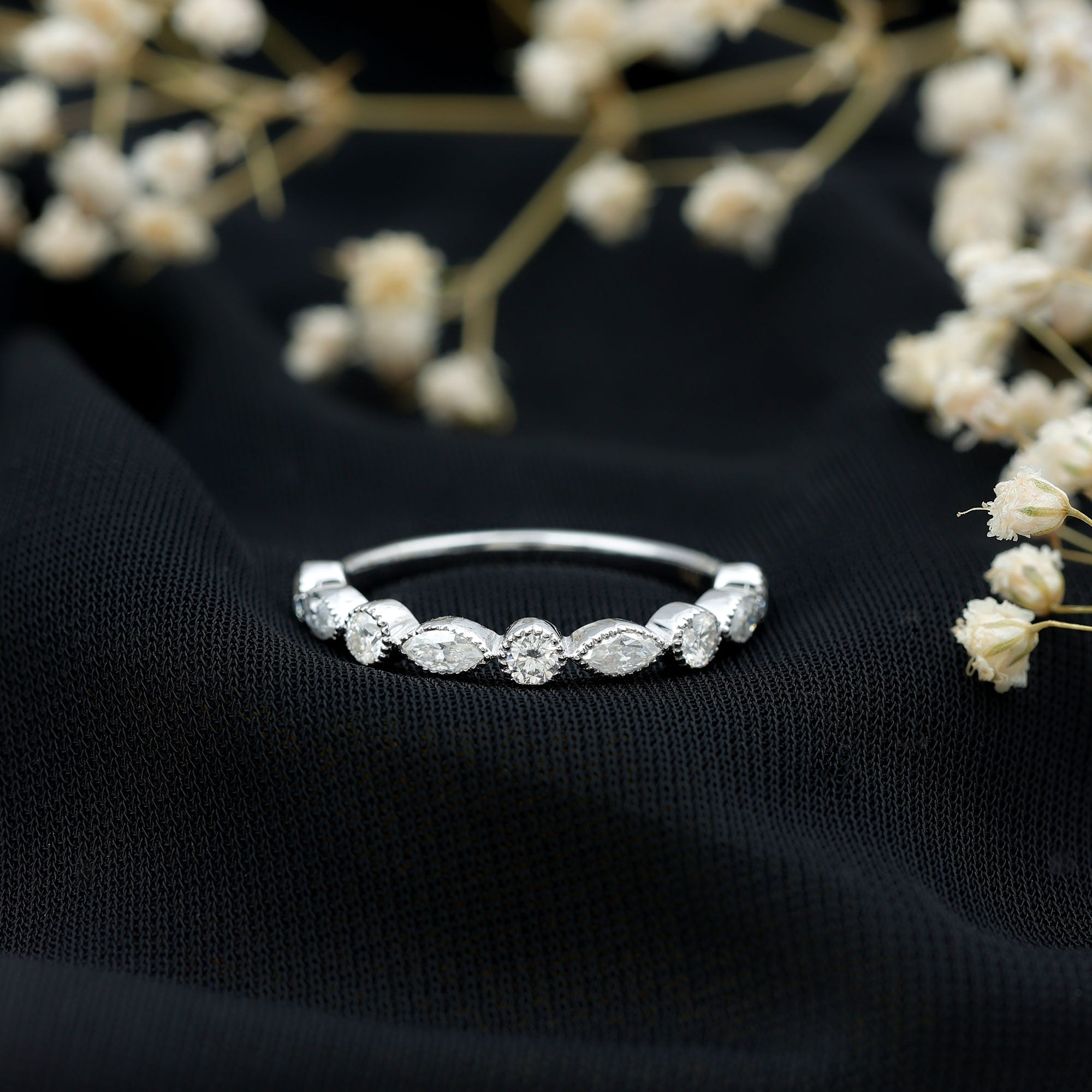 Certified Bezel Set Moissanite Eternity Band Ring