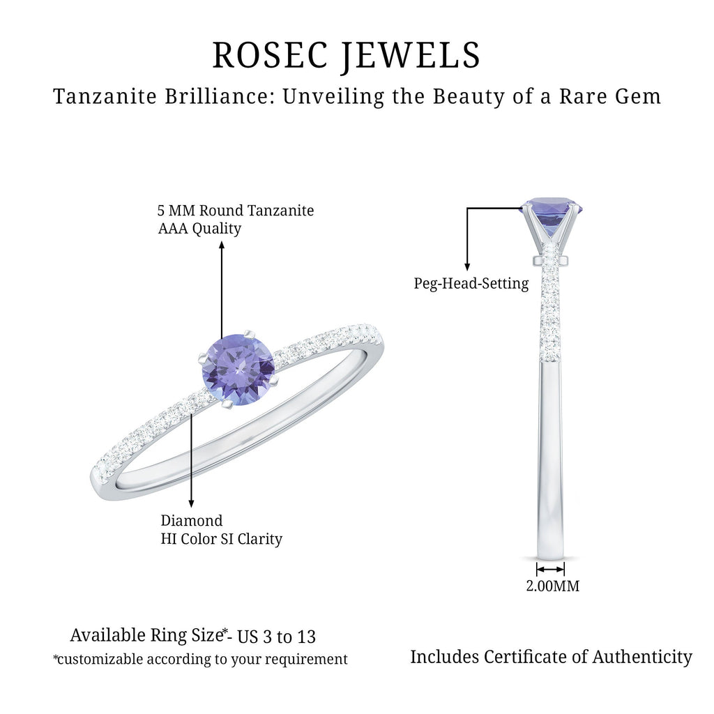 Minimal Tanzanite Diamond Promise Ring for Engagement