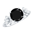 2 Carat Lab Grown Black and White Diamond Flower Engagement Ring
