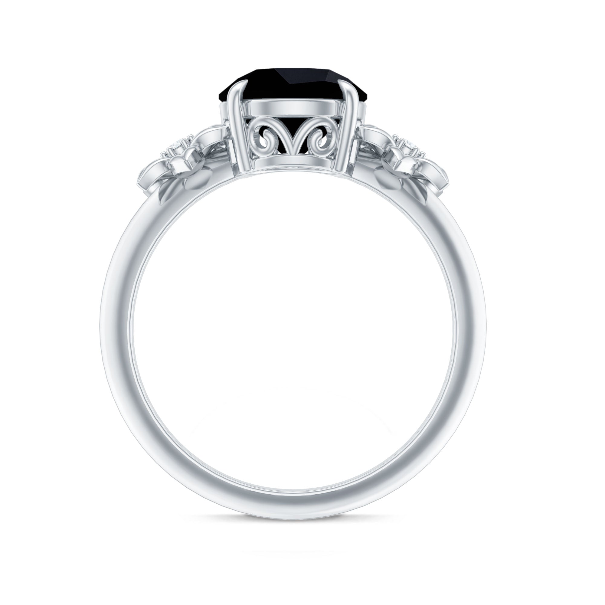 2 Carat Lab Grown Black and White Diamond Flower Engagement Ring