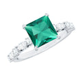 2.4 Carat Solitaire Lab Emerald Princess Cut Engagement Ring with Moissanite
