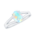 1.2 Carat Genuine Oval Ethiopian Rainbow Opal Split Shank Engagement Ring