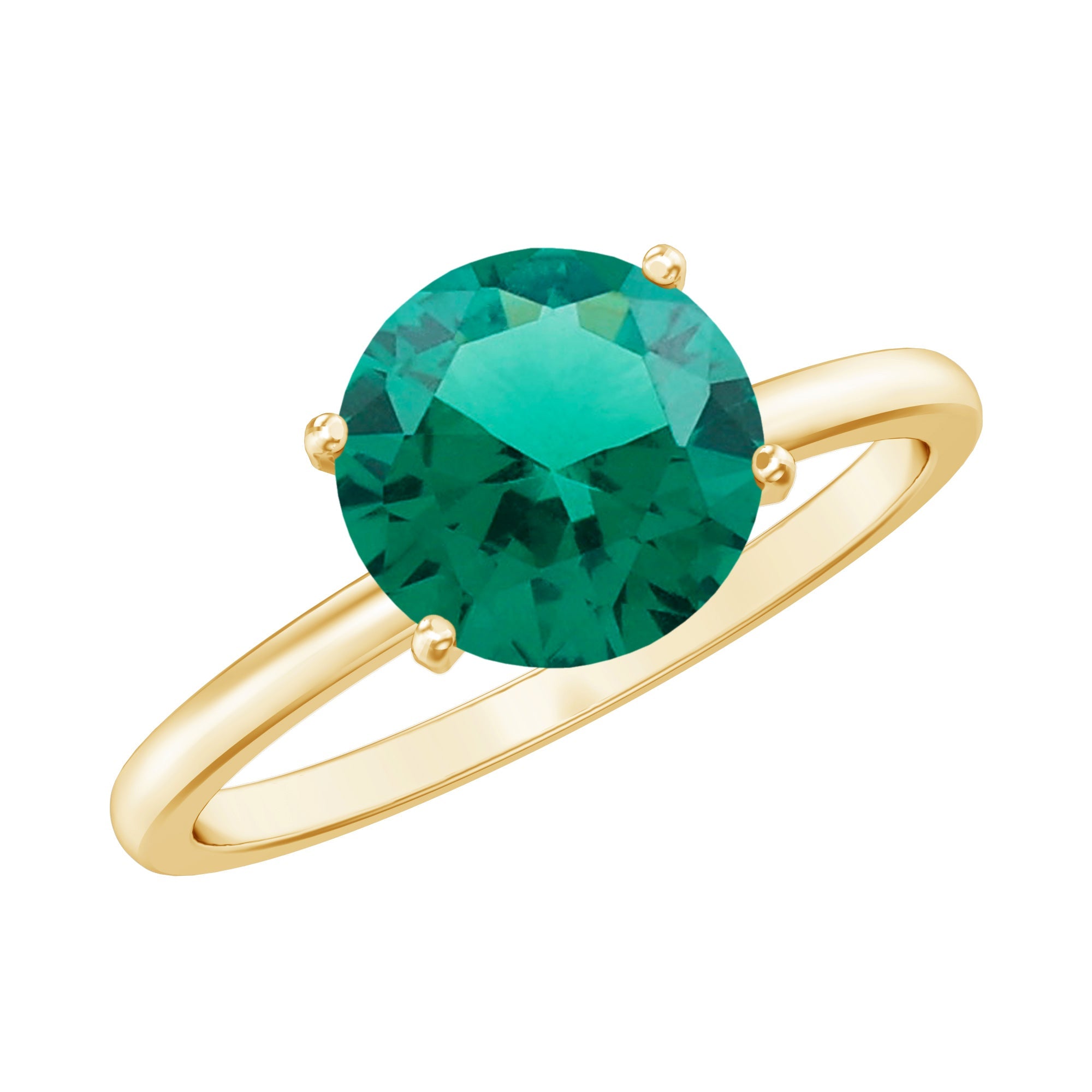 Certified 2 Carat Lab Grown Emerald Solitaire Engagement Ring