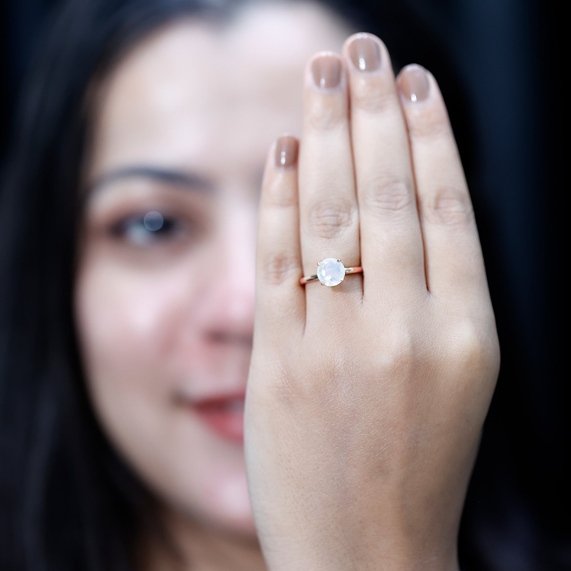 Classic 2 Carat Solitaire Ethiopian Rainbow Opal Engagement Ring