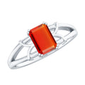 1 Carat Solitaire Emerald Cut Fire Opal Engagement Ring