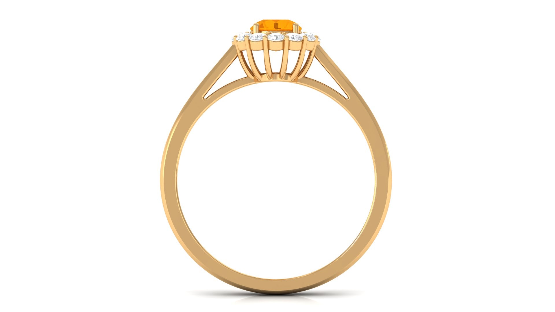 1 CT Fire Opal and Diamond Floating Halo Engagement Ring