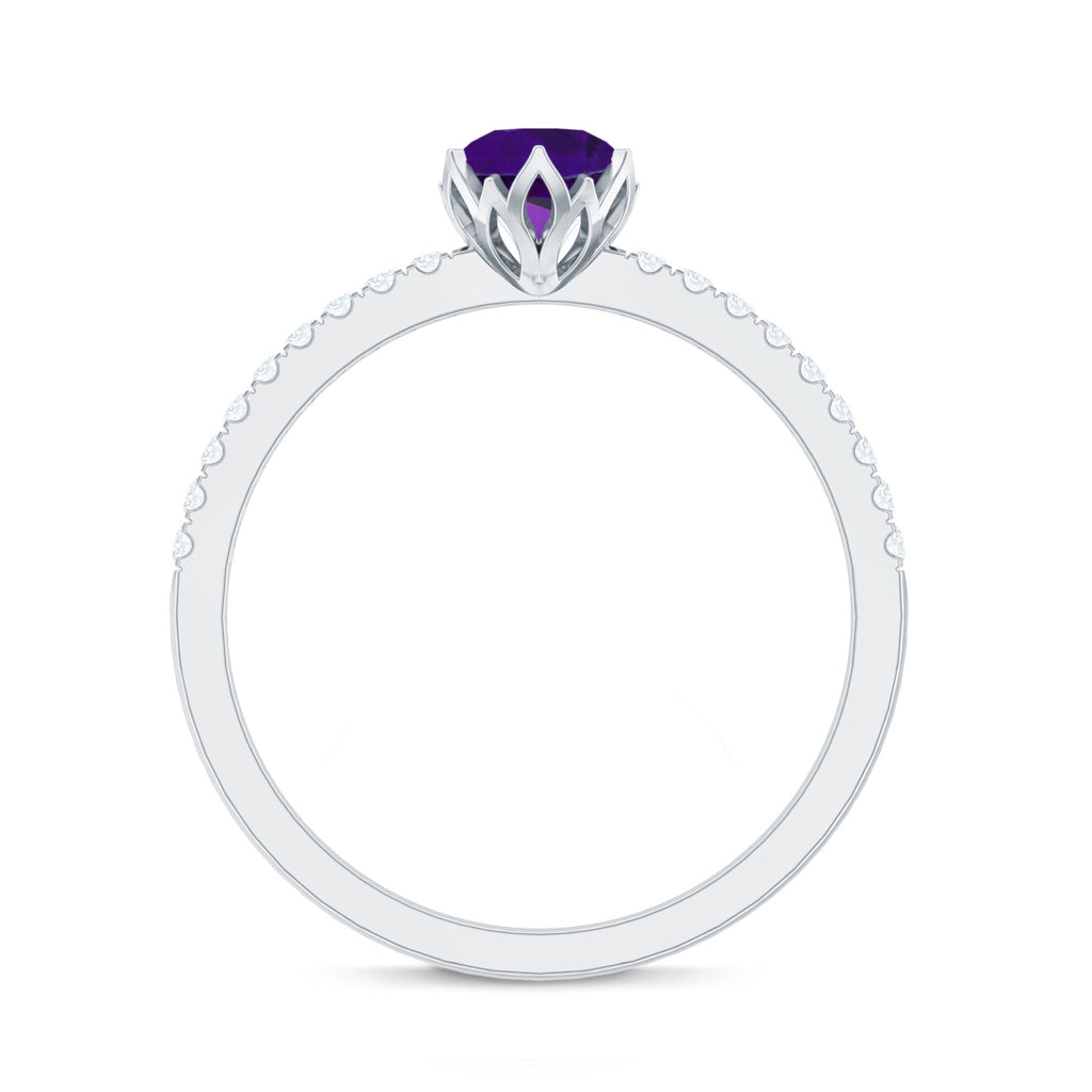 Genuine Amethyst Diamond Promise Ring for Women