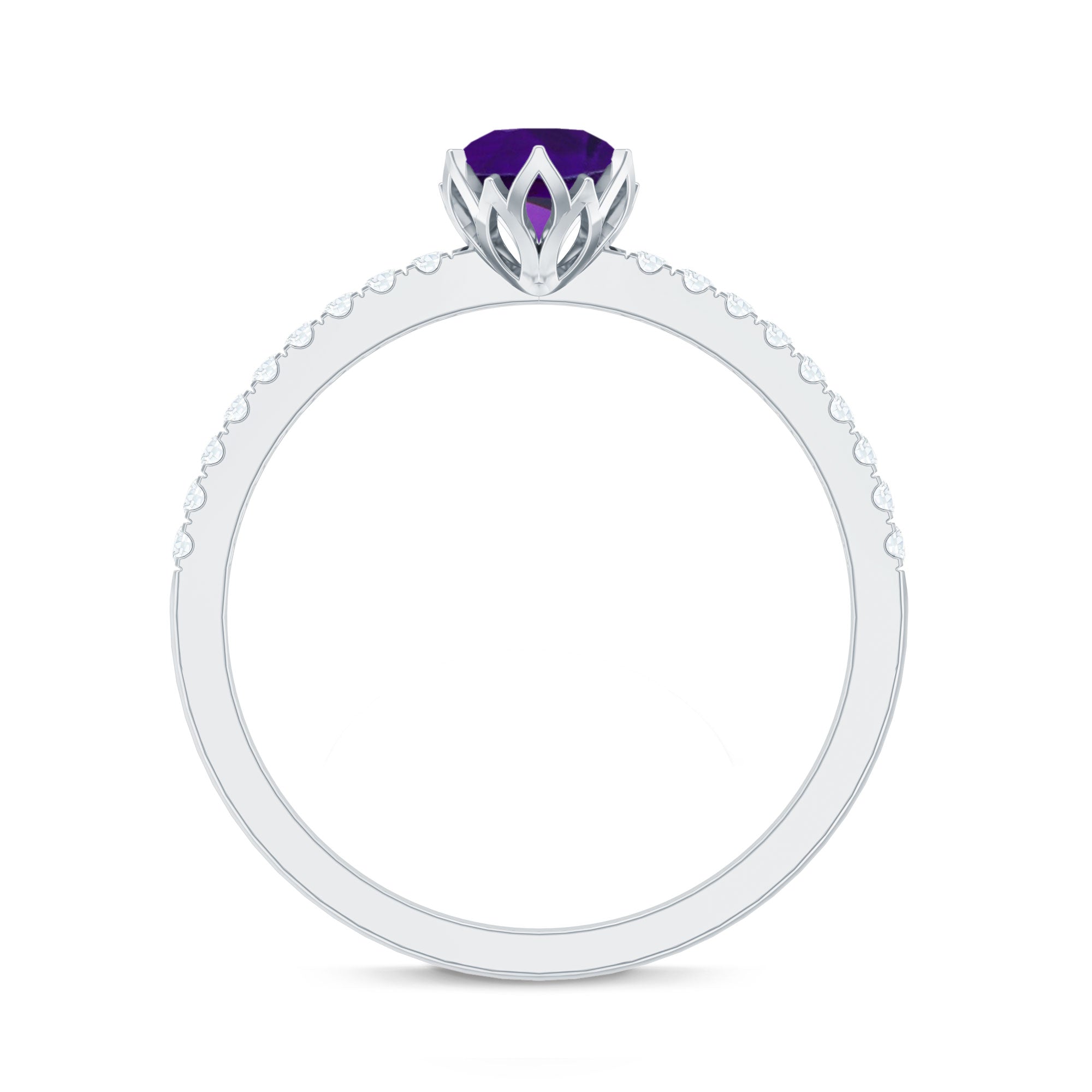 Genuine Amethyst Diamond Promise Ring for Women