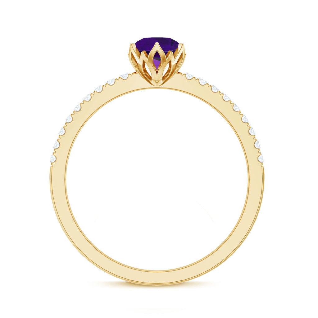 Genuine Amethyst Diamond Promise Ring for Women