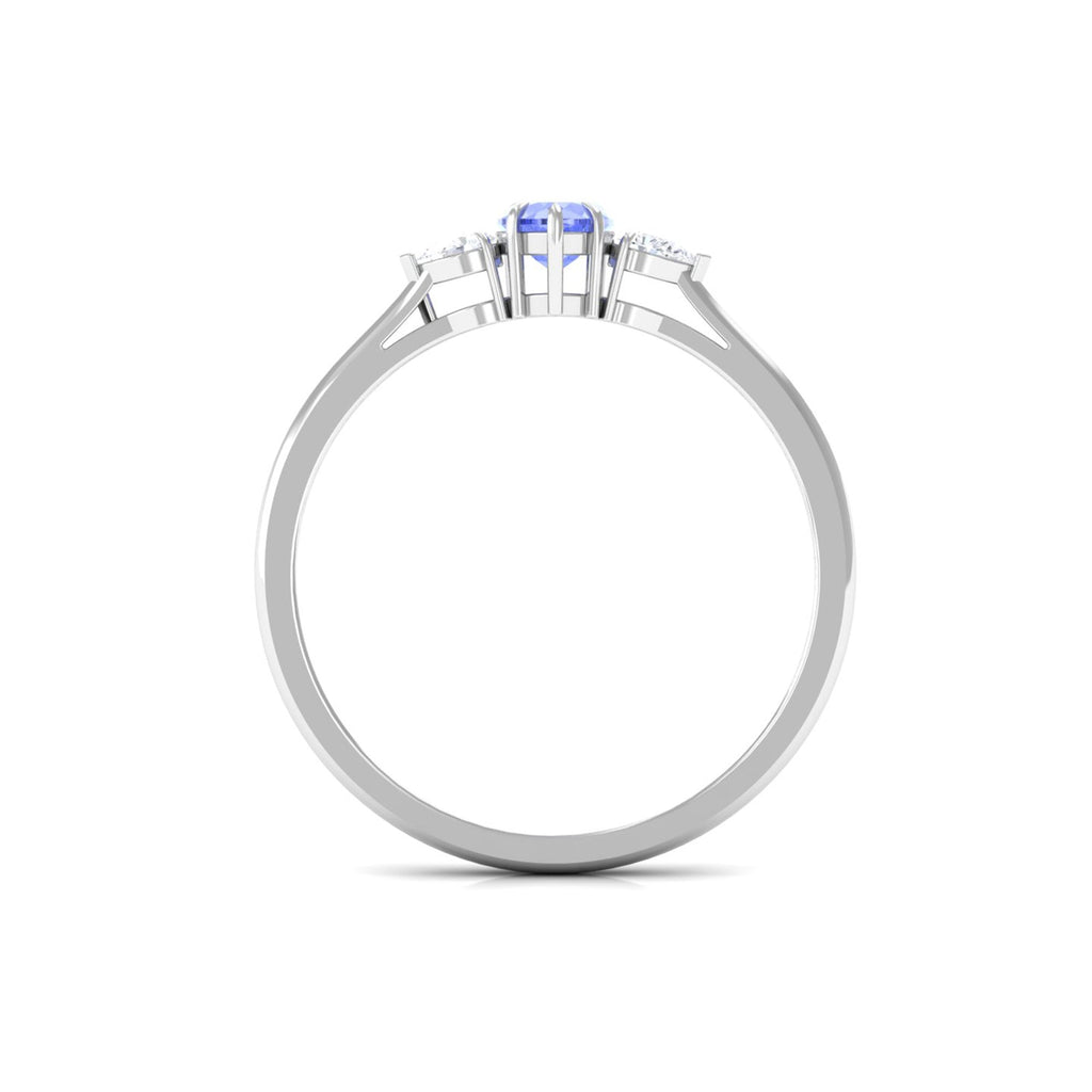 Heart Shape Tanzanite 3 Stone Promise Ring with Diamond