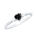 Certified Lab Grown Black Diamond Heart Promise Ring with White Diamond