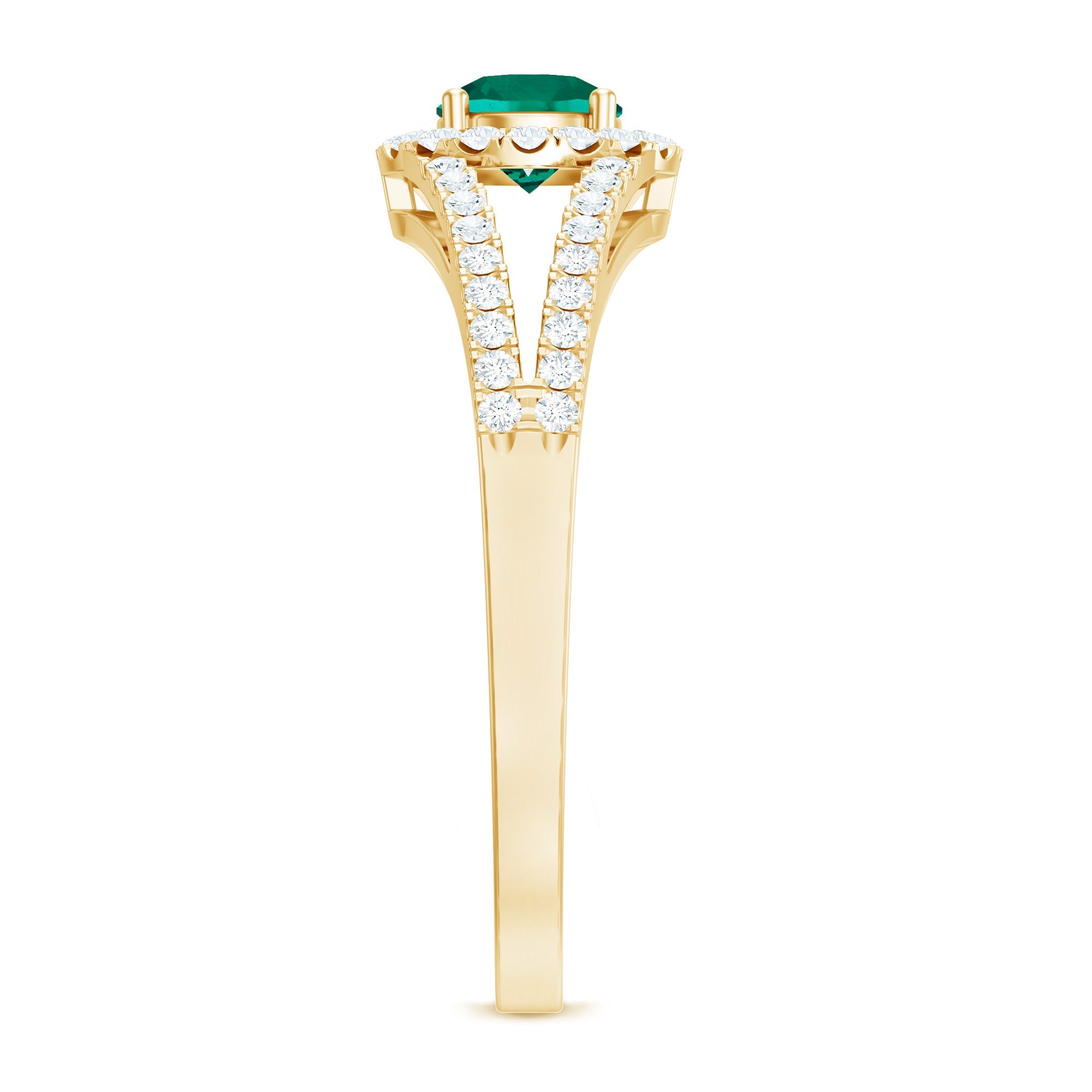 Lab Grown Emerald Diamond Halo Engagement Ring with Certificate