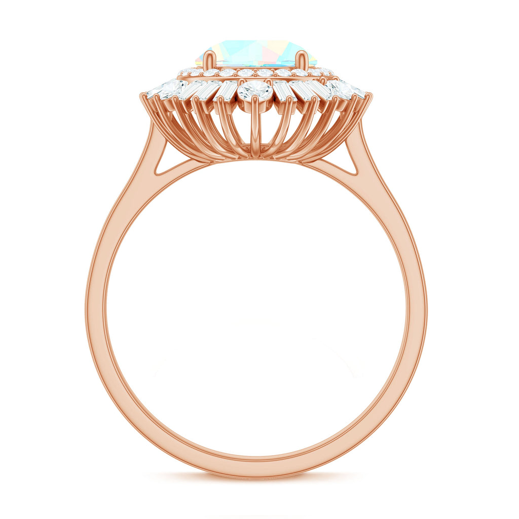 Natural 8mm Ethiopian Opal Double Halo Engagement Ring with Certificate