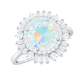 Natural 8mm Ethiopian Opal Double Halo Engagement Ring with Certificate