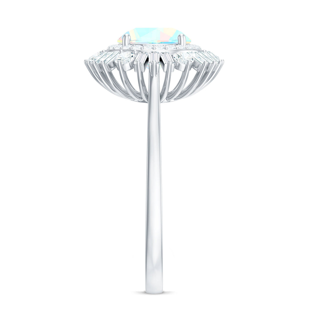Natural 8mm Ethiopian Opal Double Halo Engagement Ring with Certificate