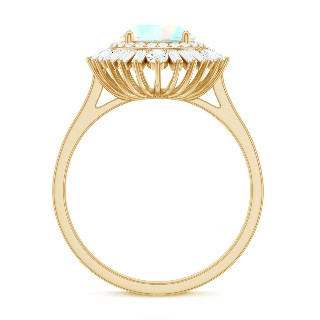 Natural 8mm Ethiopian Opal Double Halo Engagement Ring with Certificate
