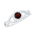 Natural Garnet Engagement Ring with Diamond Criss Cross Shank