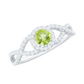 Natural 0.5 Carat Peridot Engagement Ring with Diamond Criss Cross Shank