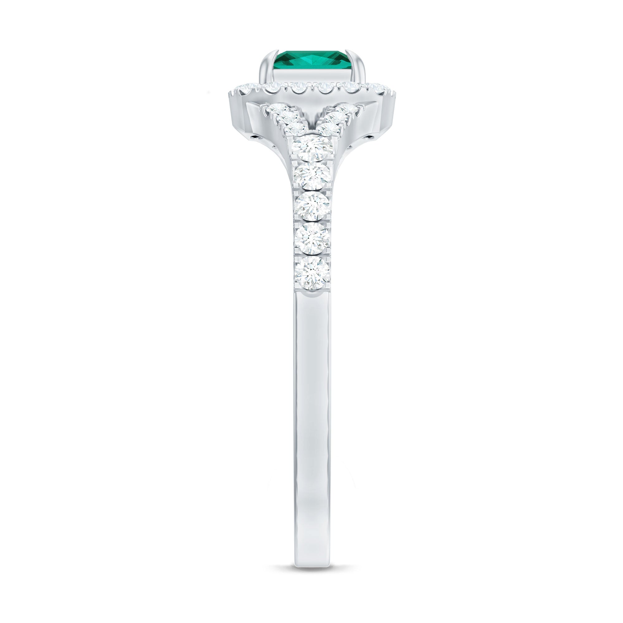 Certified Princess Cut Lab Grown Emerald Diamond Promise Ring