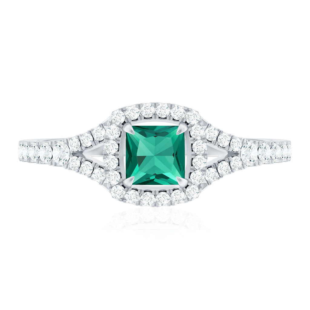 Certified Princess Cut Lab Grown Emerald Diamond Promise Ring