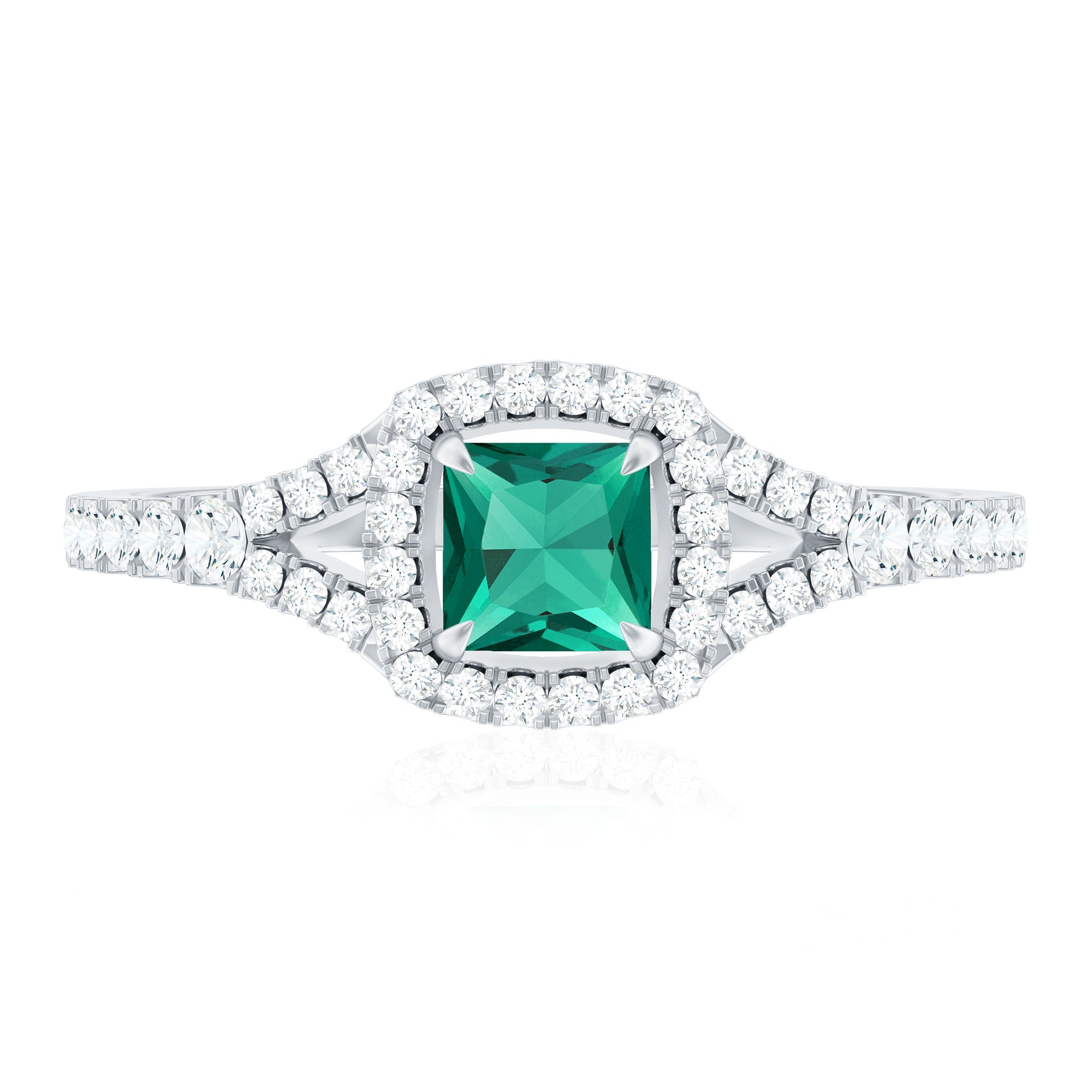Certified Princess Cut Lab Grown Emerald Diamond Promise Ring