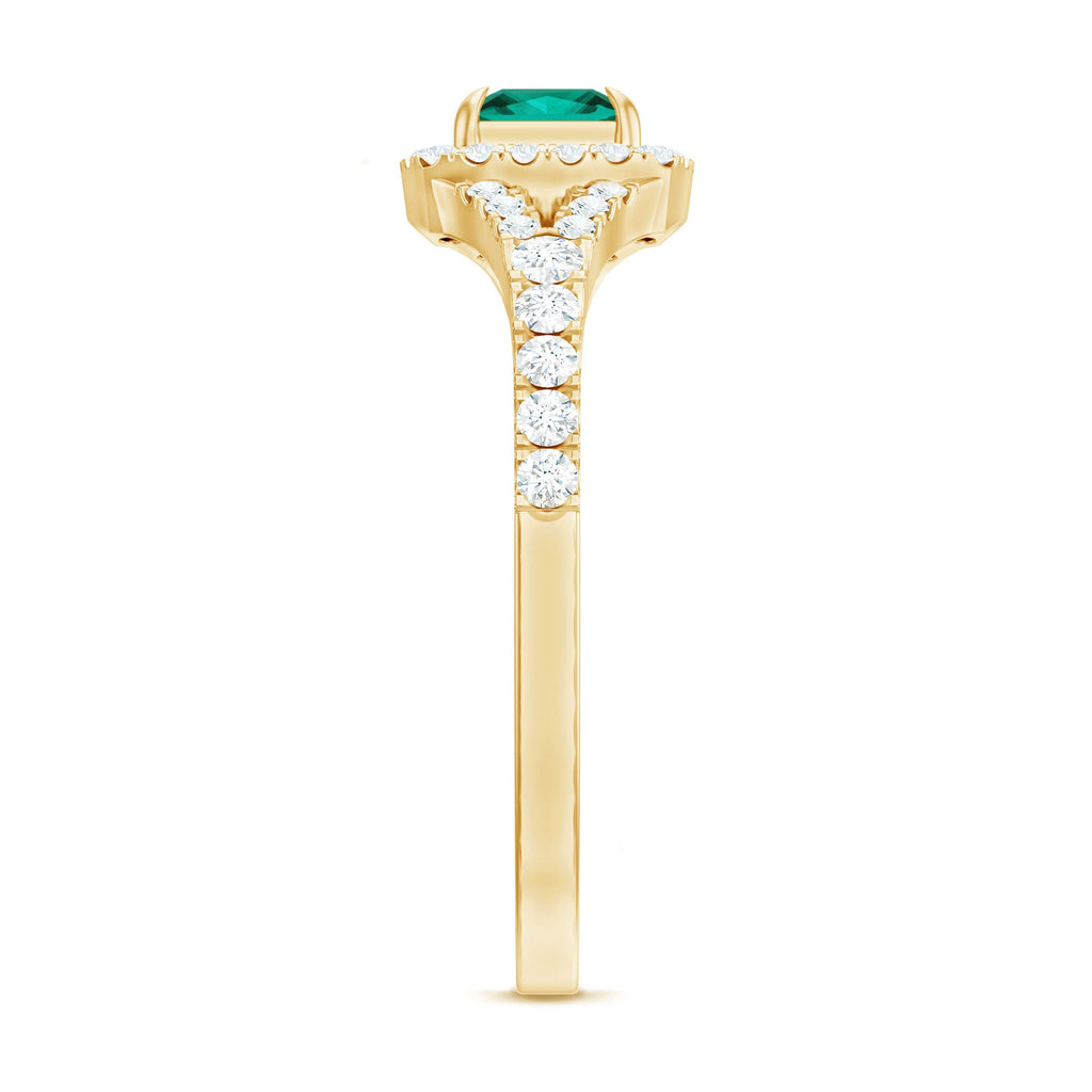 Certified Princess Cut Lab Grown Emerald Diamond Promise Ring