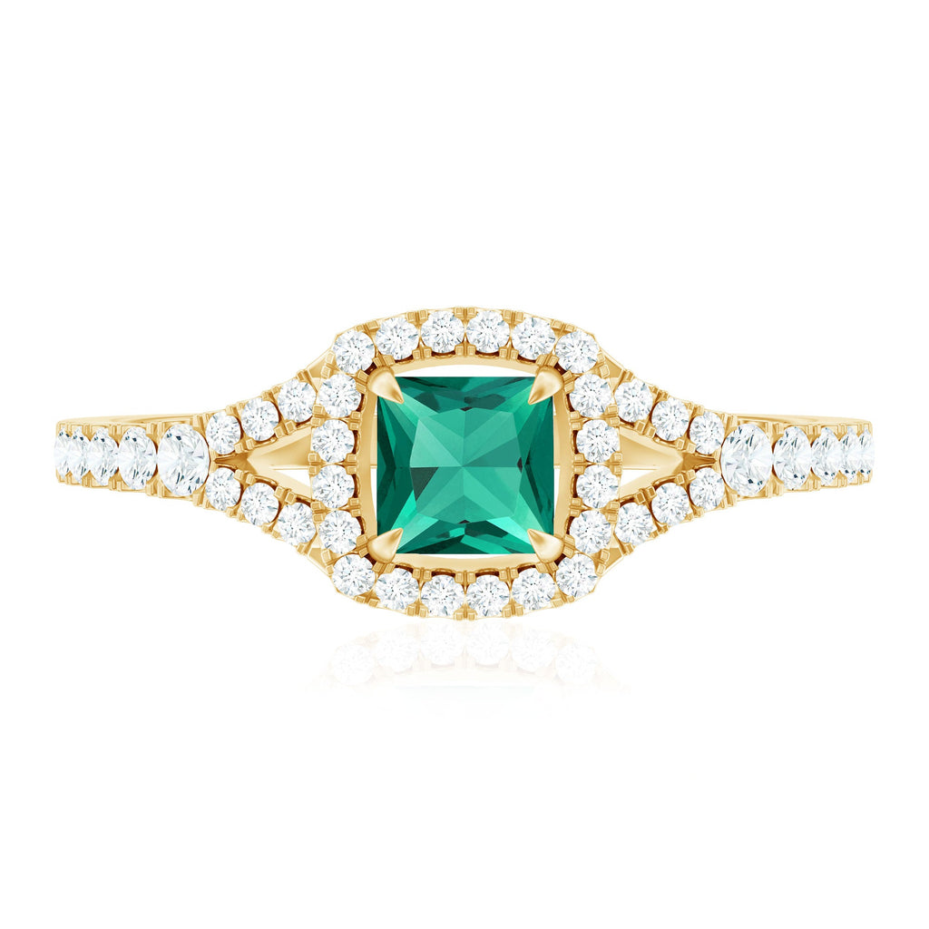 Certified Princess Cut Lab Grown Emerald Diamond Promise Ring