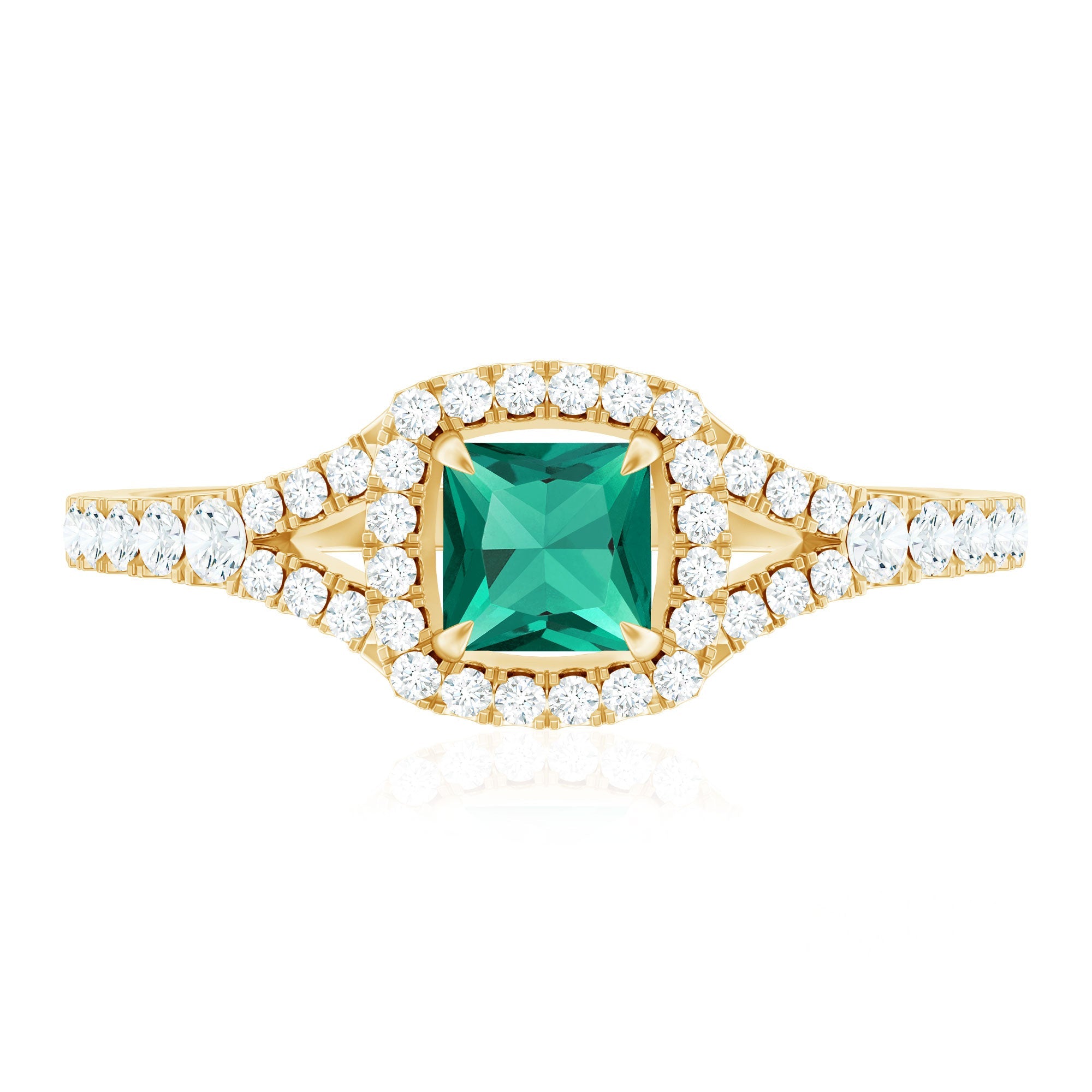 Certified Princess Cut Lab Grown Emerald Diamond Promise Ring