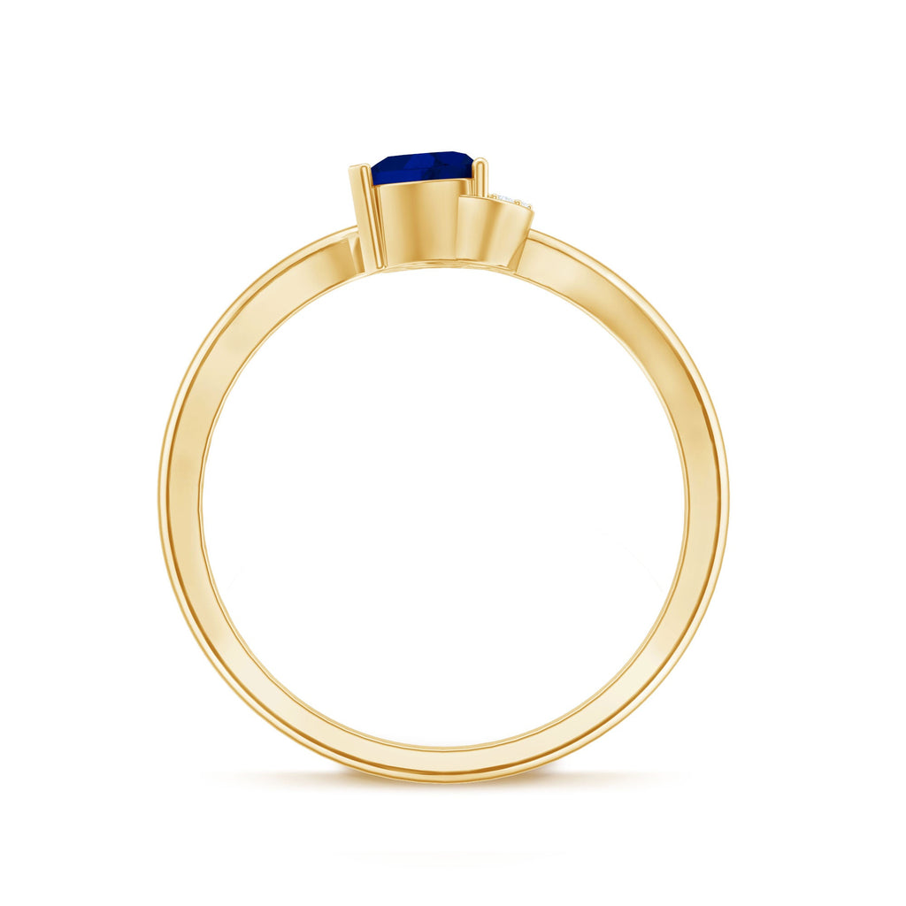 Real Heart Shape Blue Sapphire Diamond Promise Ring for Women