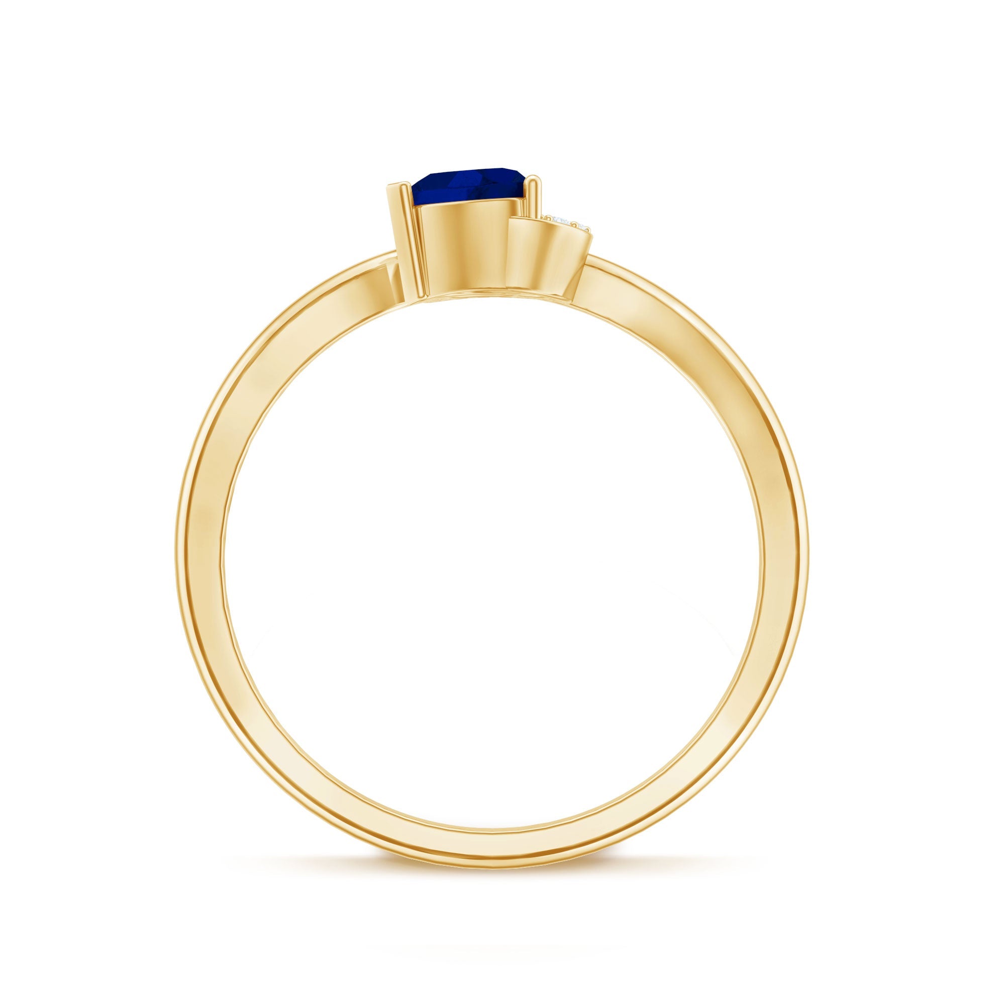 Real Heart Shape Blue Sapphire Diamond Promise Ring for Women