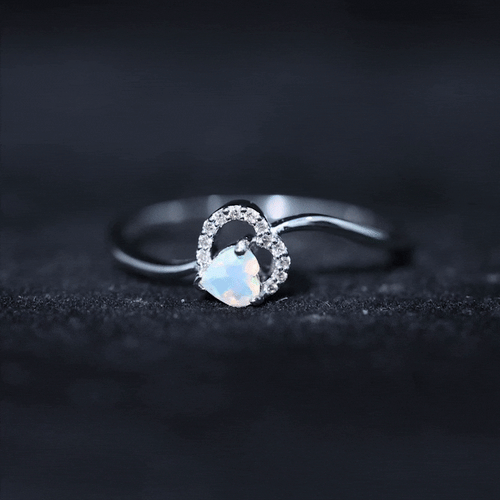 0.7 Carat Ethiopian Opal Heart Promise Ring with Diamond