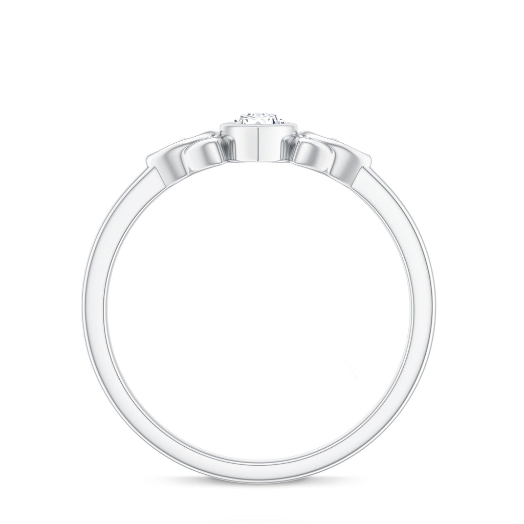 Marquise Cut Moissanite Solitaire Celtic Knot Ring in Bezel Setting