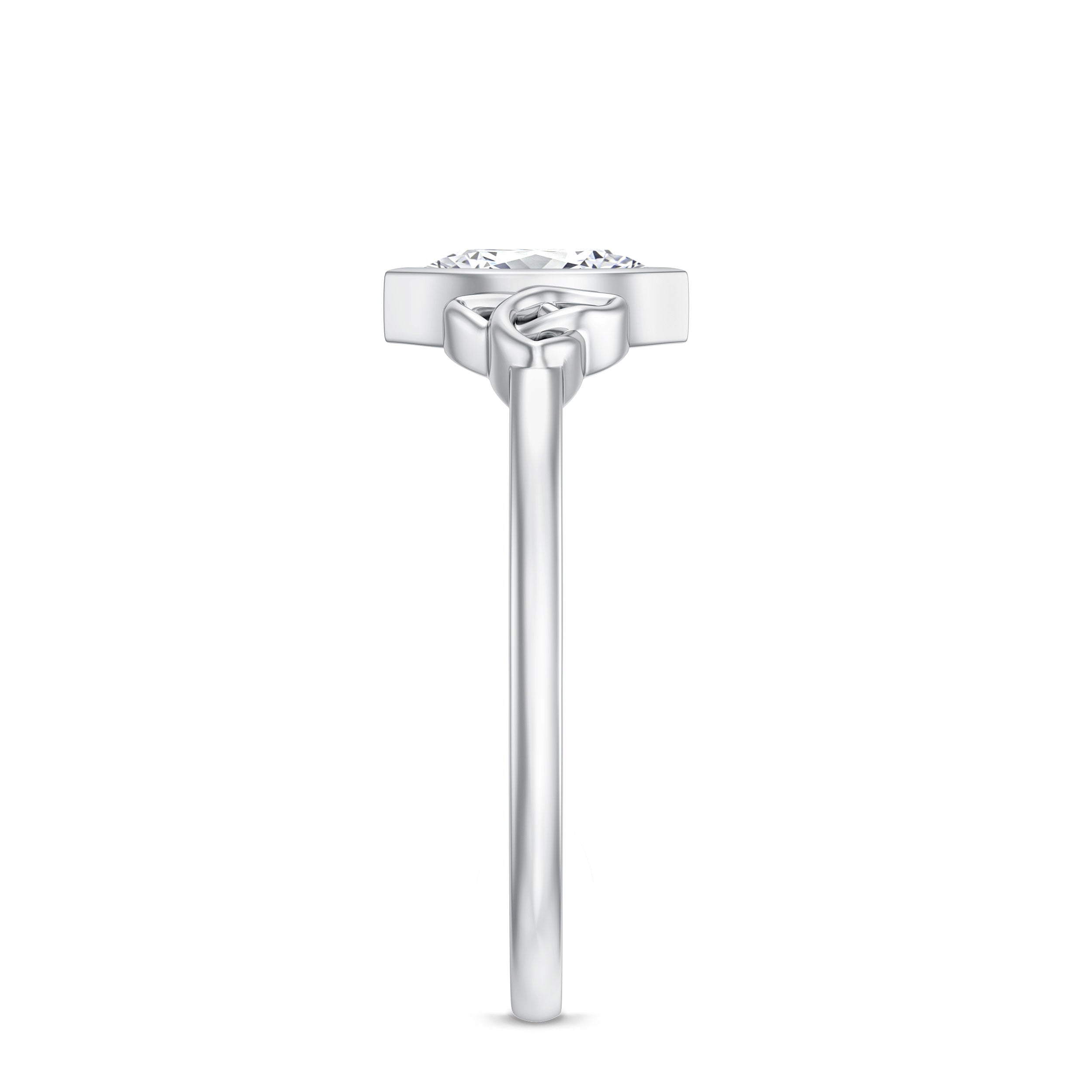 Marquise Cut Moissanite Solitaire Celtic Knot Ring in Bezel Setting