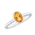 Natural 6X8mm Citrine Oval Engagement Ring in Bezel Setting