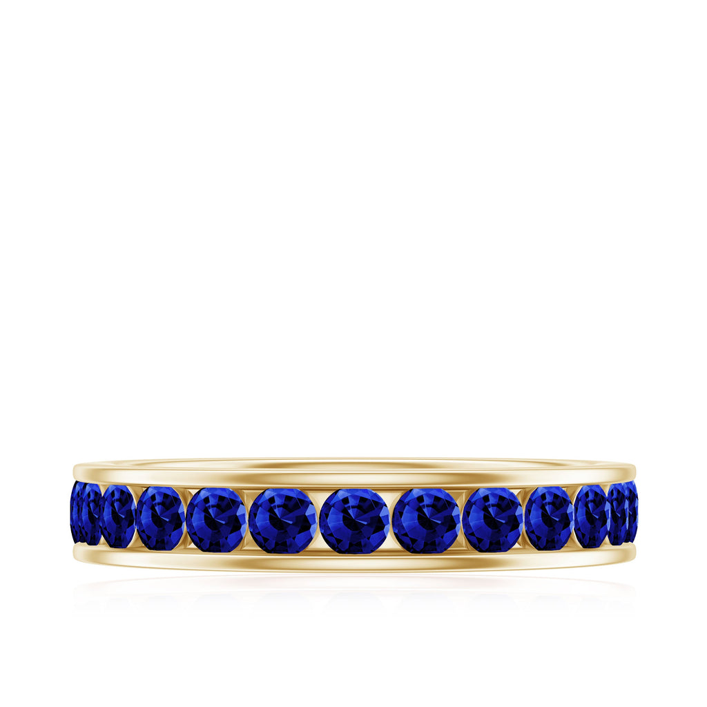 Certified Lab Grown Blue Sapphire Eternity Band Ring in Channel Set