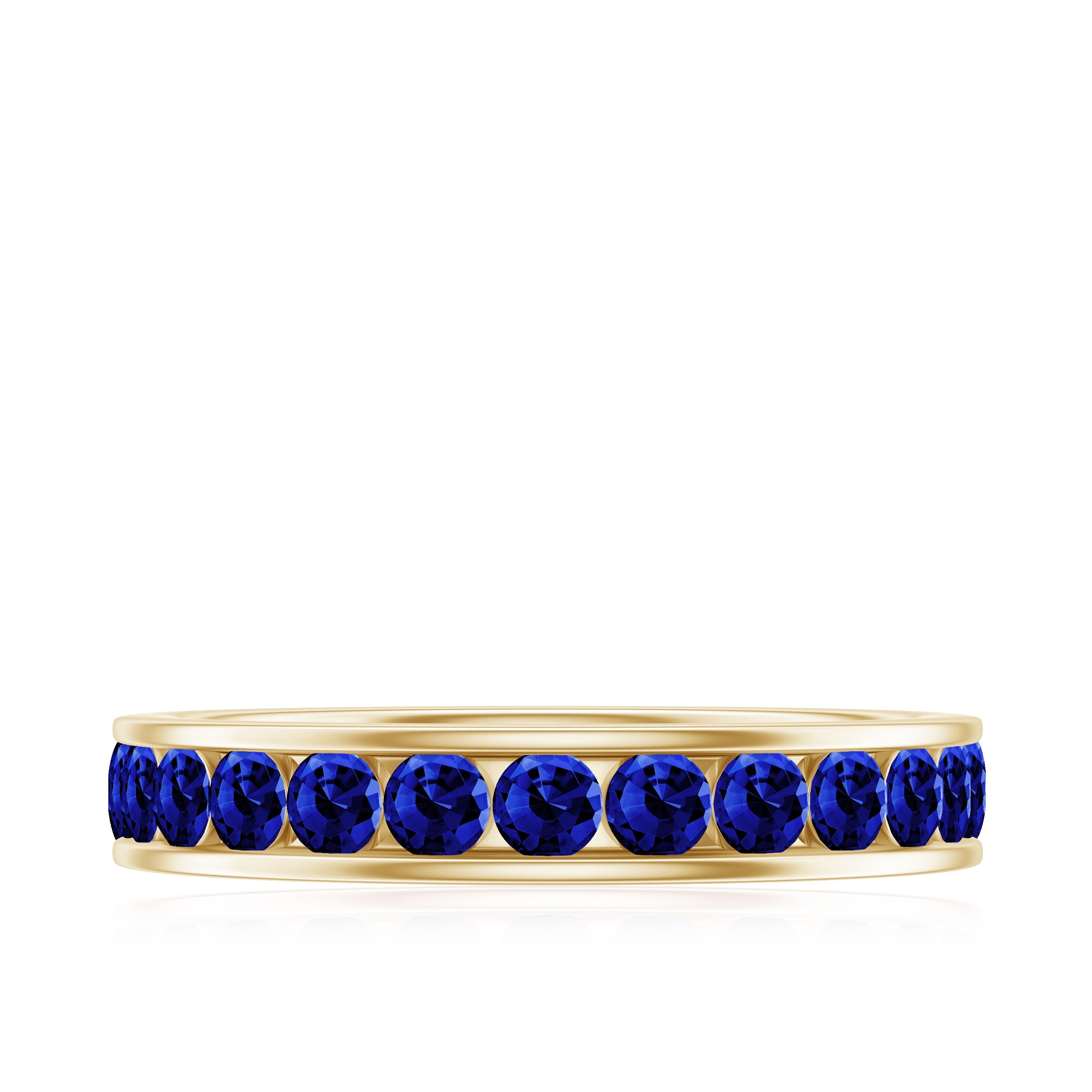 Certified Lab Grown Blue Sapphire Eternity Band Ring in Channel Set