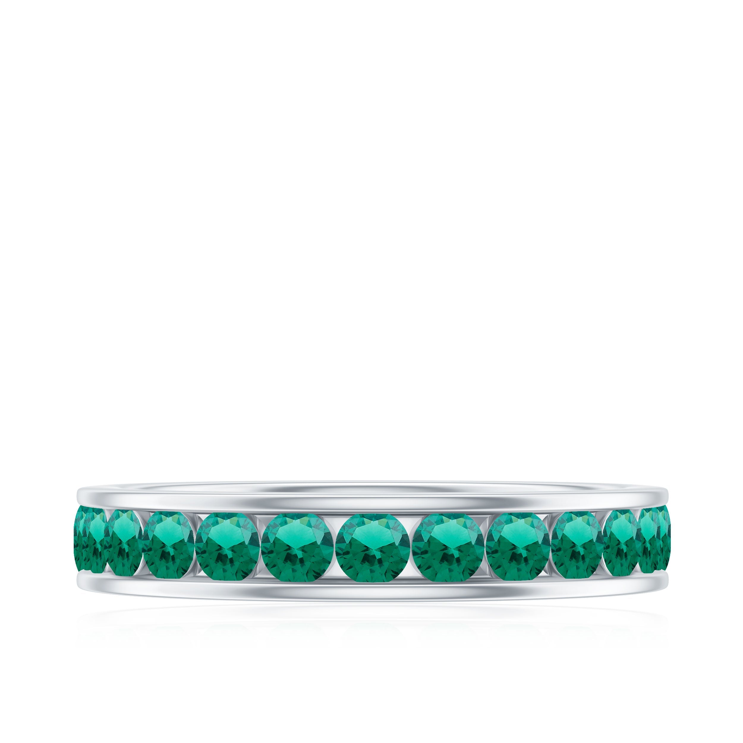 Certified Lab Grown Emerald Wedding Anniversary Ring in Channel Setting