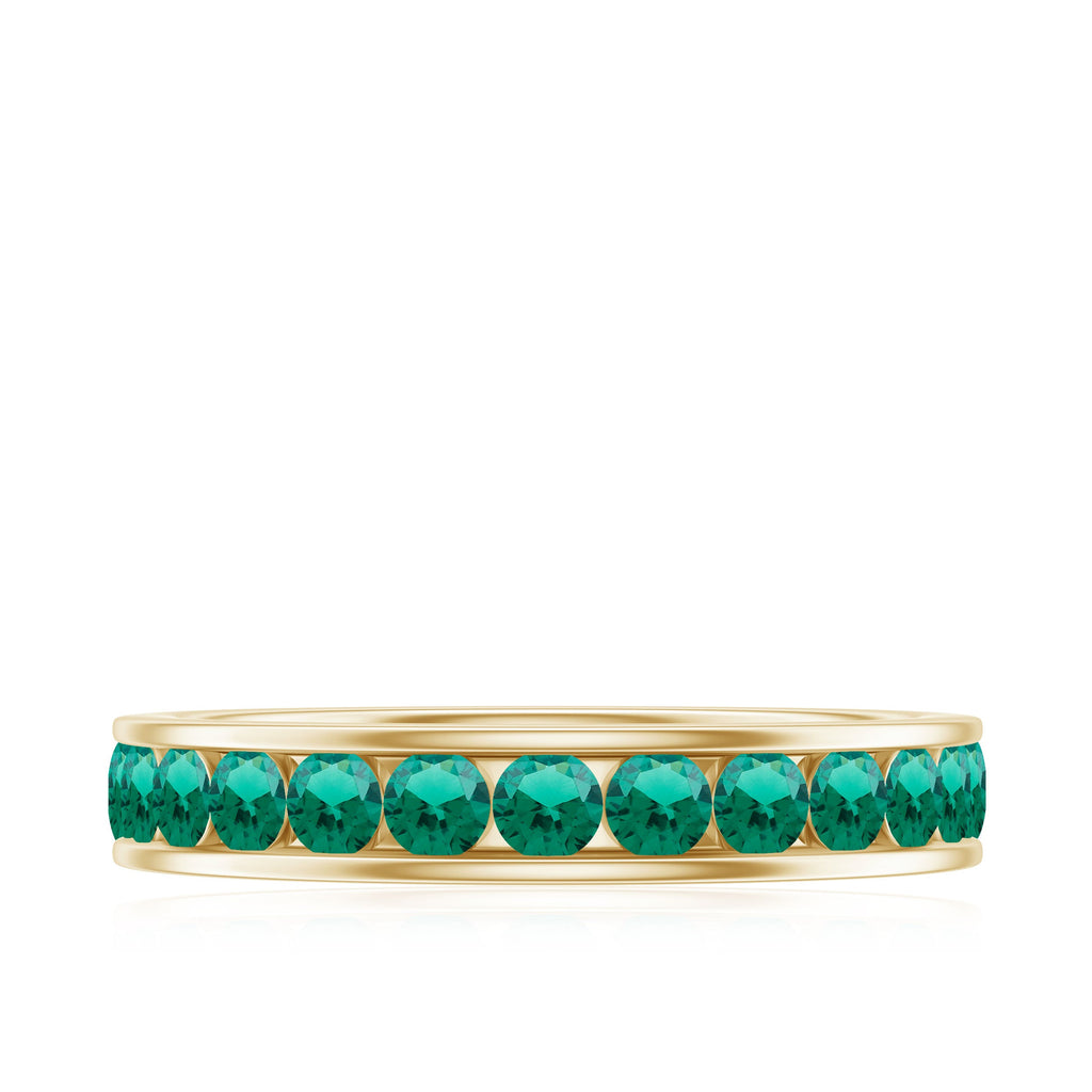 Certified Lab Grown Emerald Wedding Anniversary Ring in Channel Setting