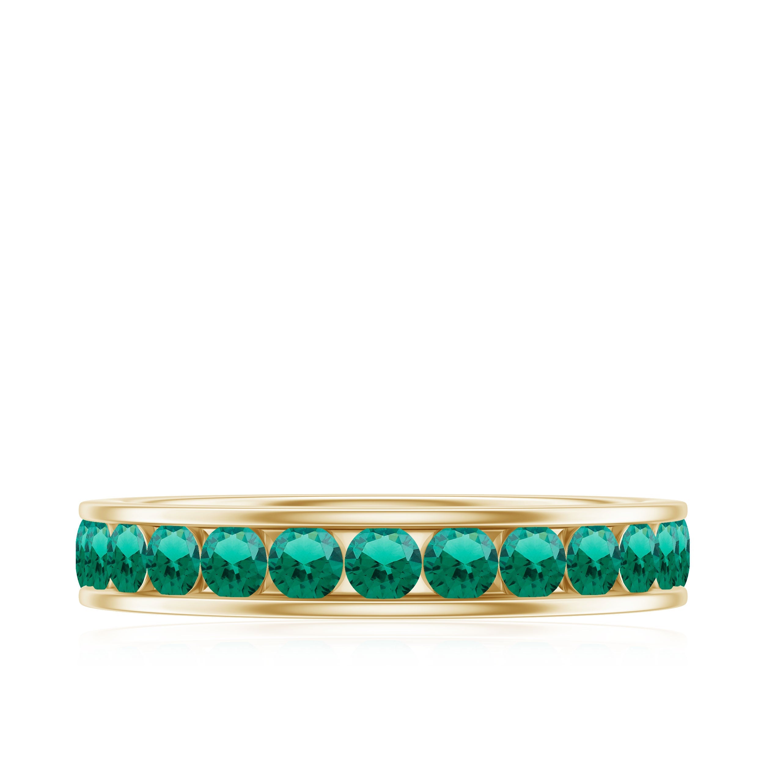 Certified Lab Grown Emerald Wedding Anniversary Ring in Channel Setting