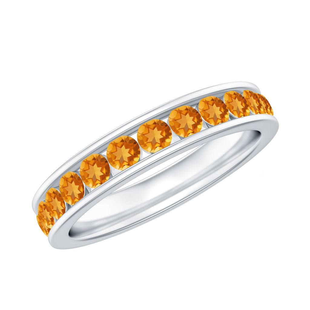 Natural Citrine Channel Set Eternity Ring for Anniversary