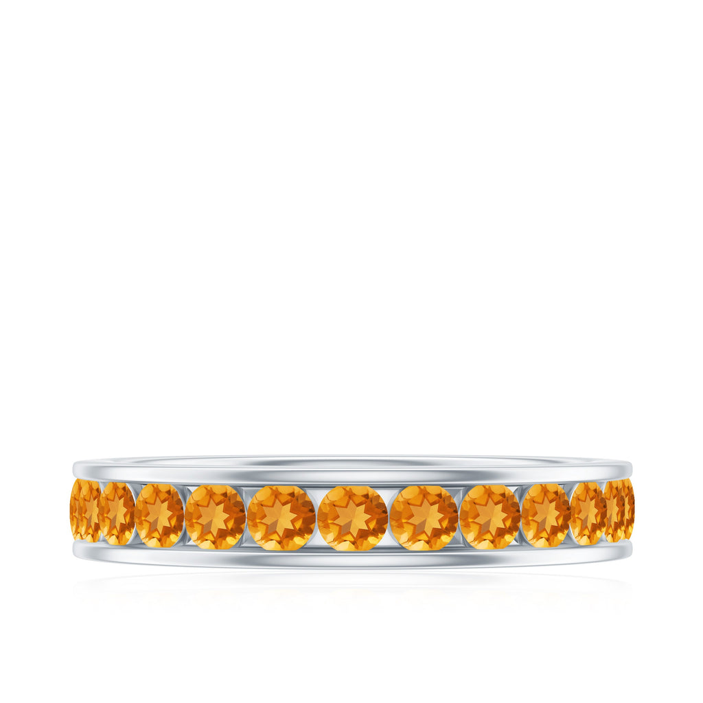 Natural Citrine Channel Set Eternity Ring for Anniversary
