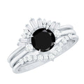 Certified 2 Carat Lab Grown Black and White Diamond 3 Piece Bridal Ring Set