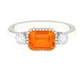 2 CT East West Fire Opal Engagement Ring with Diamond