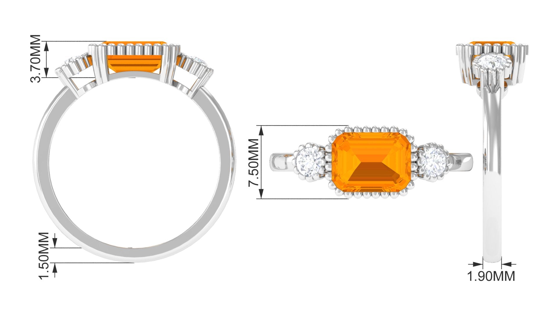 2 CT East West Fire Opal Engagement Ring with Diamond