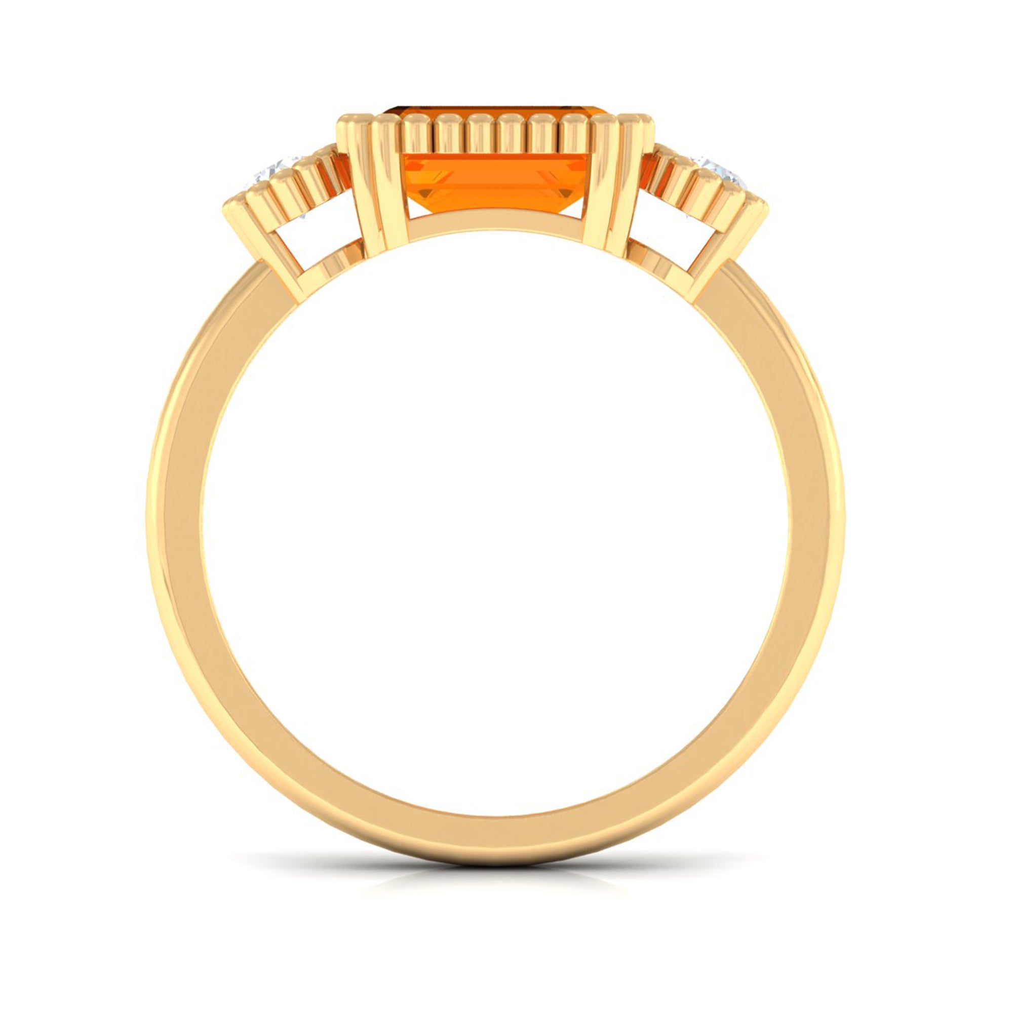 2 CT East West Fire Opal Engagement Ring with Diamond