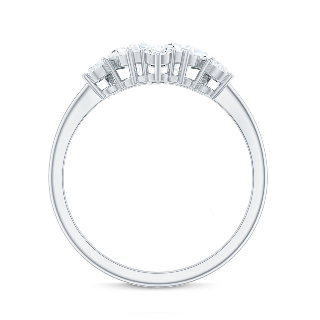Pear and Round Moissanite Cluster Promise Ring